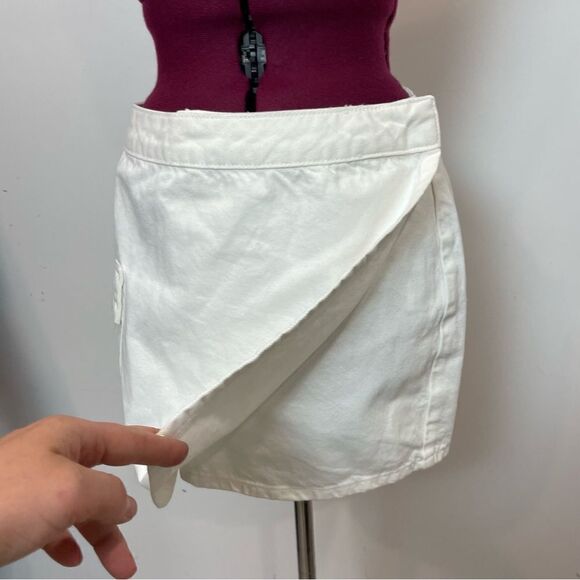 Primark Cotton Denim Wrap Mini Skirt with Pockets US14 - Picture 4 of 11